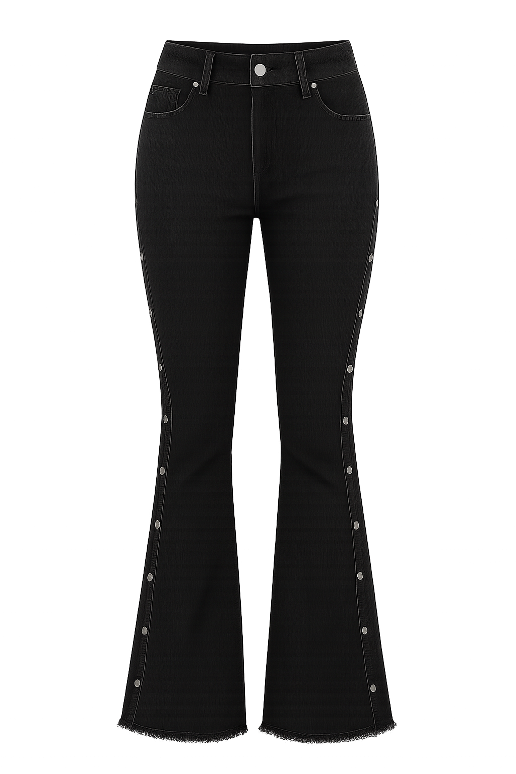 High Waist Stretch Denim Flare Jeans for Women - Vintage Buttoned Trousers | Autumn 2024 Streetwear | Floor-Length Fashion