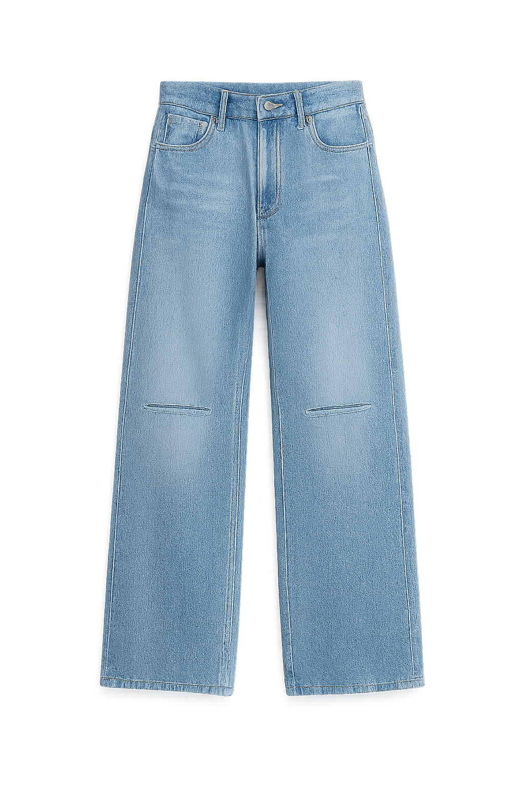 2025 Women's Mid-Waist Curved Straight Leg Cropped Denim Pants - Stylish, Casual & Comfortable Jeans for Everyday Wear