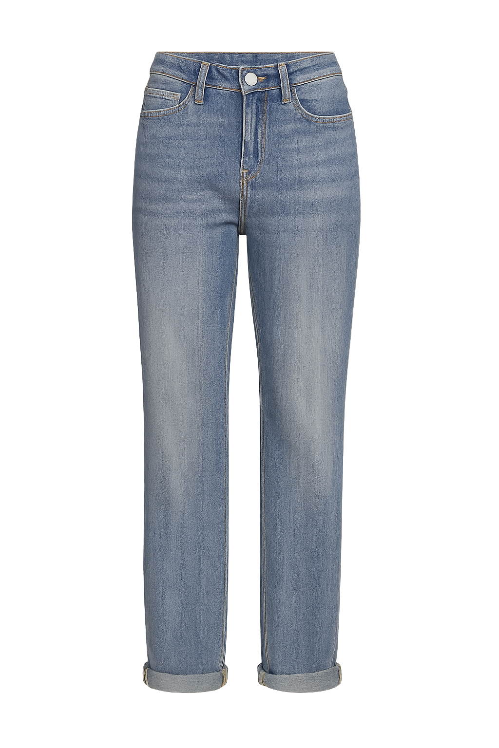 2025 Women's Mid-Waist Elastic Straight Jeans with Functional Pockets - Stylish Streetwear, Machine Washable Casual Pants