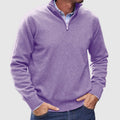 Men's Half-Zip Knit Jumper with Stand Collar & Ribbed Cuffs - Stylish & Comfortable Sweater for Casual Wear