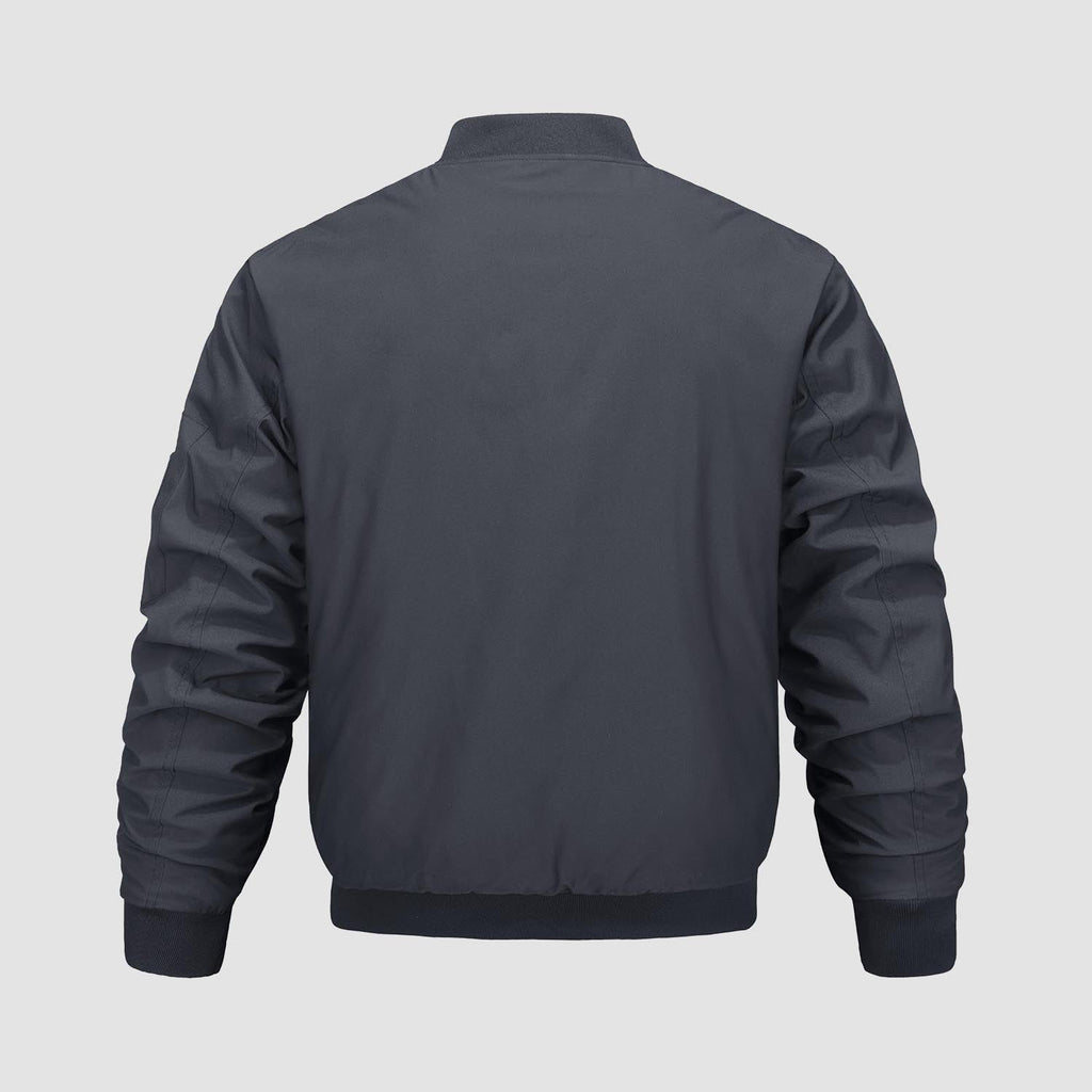Men's Quilted Windproof Bomber Jacket with Pockets - Stylish & Durable Outerwear for All Seasons