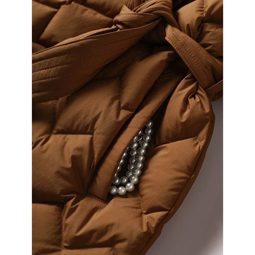 Elise Leroy Chic Women's Down Jacket: Elegant Tailored Warmth, Geometric Style