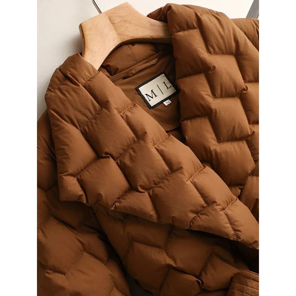 Elise Leroy Chic Women's Down Jacket: Elegant Tailored Warmth, Geometric Style