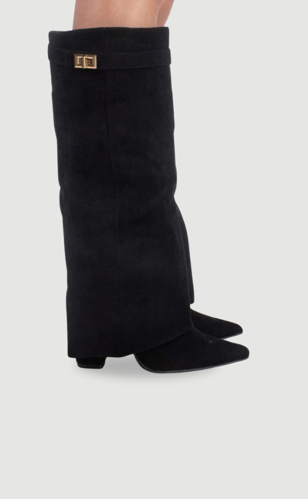 Stylish Women's Knee High Boots - Wide Flare Top & Comfortable Block Heel