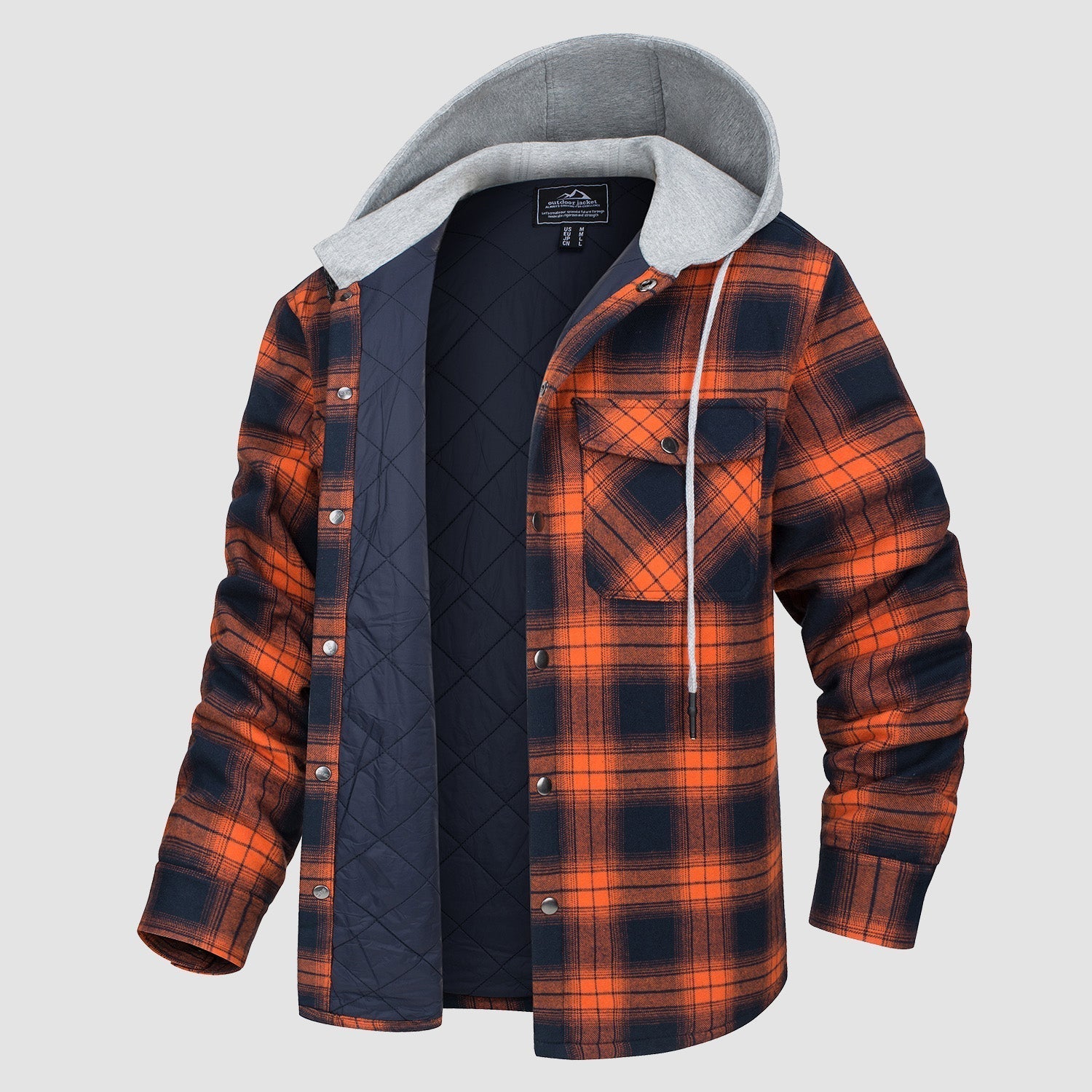 Men's Quilted Flannel Jacket with Hood - Warm, Stylish & Casual Outerwear for Cold Weather