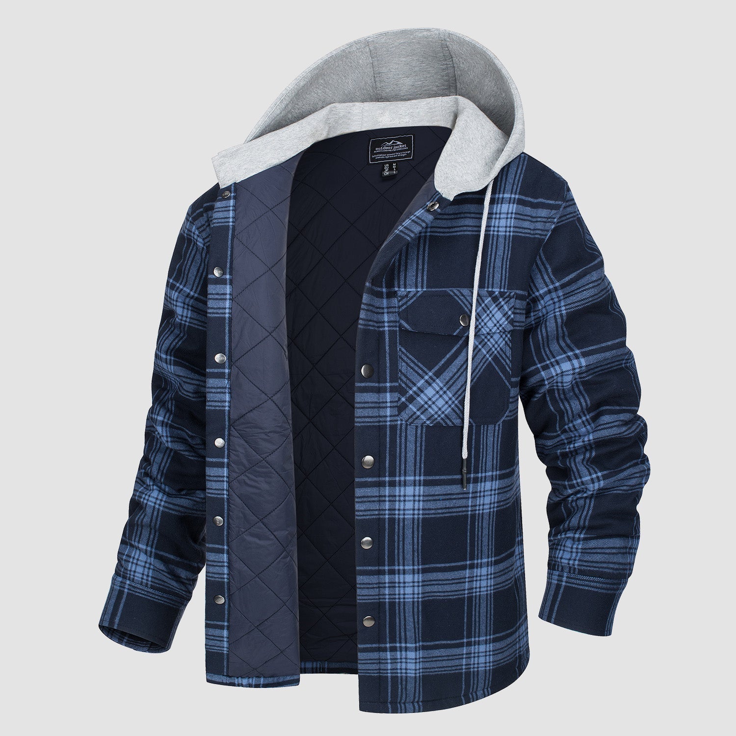 Men's Quilted Flannel Jacket with Hood - Warm, Stylish & Casual Outerwear for Cold Weather