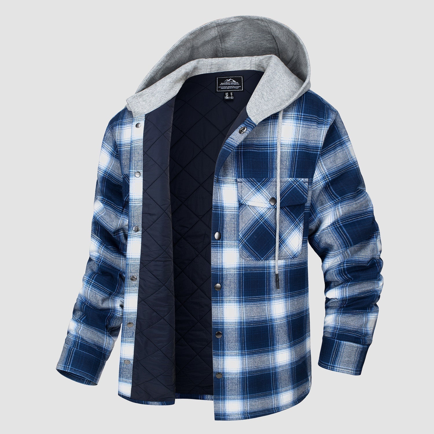 Men's Quilted Flannel Jacket with Hood - Warm, Stylish & Casual Outerwear for Cold Weather
