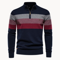 Men's Modern Slim Fit Striped Quarter-Zip Jumper - Stylish & Comfortable Knitwear for Casual Wear