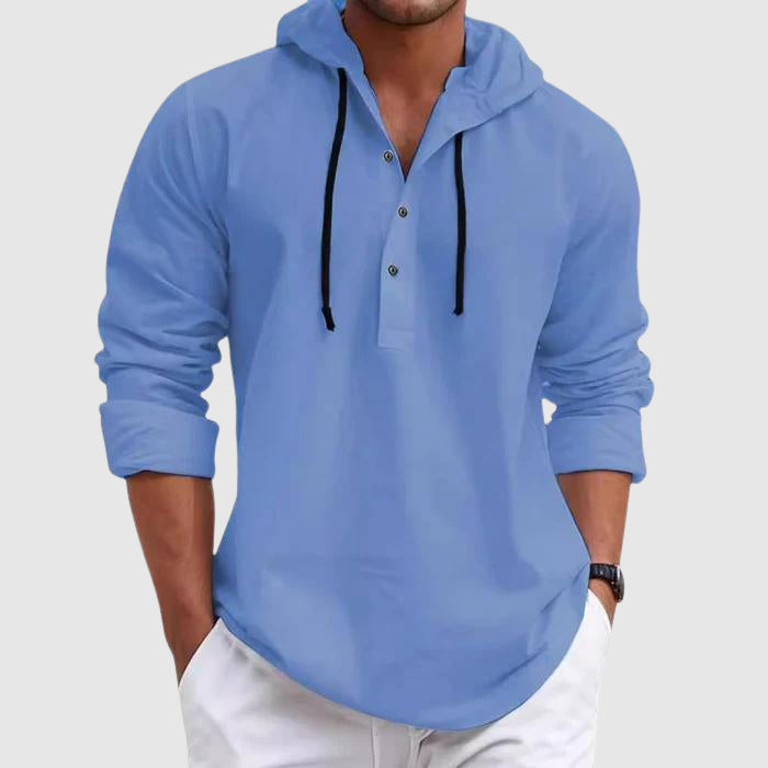 Felix Grant Men's Casual Weekend Hooded Shirt - Soft Cotton Blend Long Sleeve
