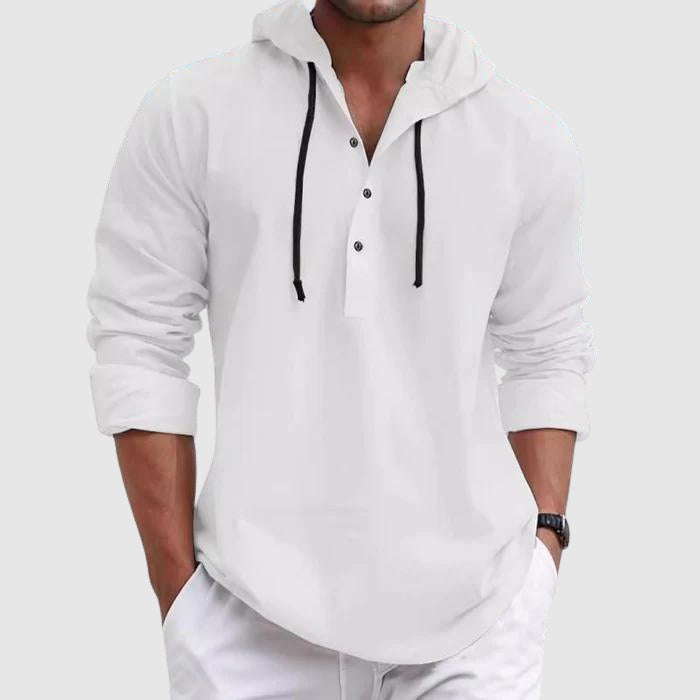 Felix Grant Men's Casual Weekend Hooded Shirt - Soft Cotton Blend Long Sleeve