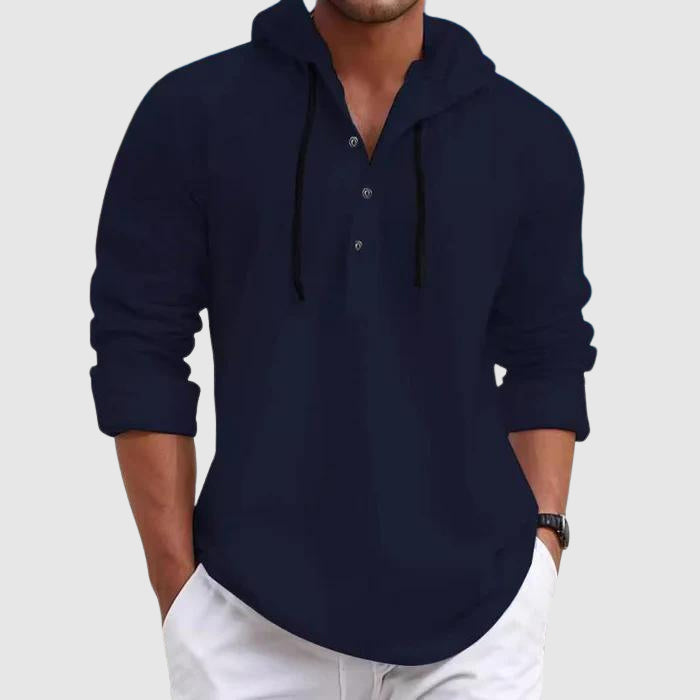Felix Grant Men's Casual Weekend Hooded Shirt - Soft Cotton Blend Long Sleeve