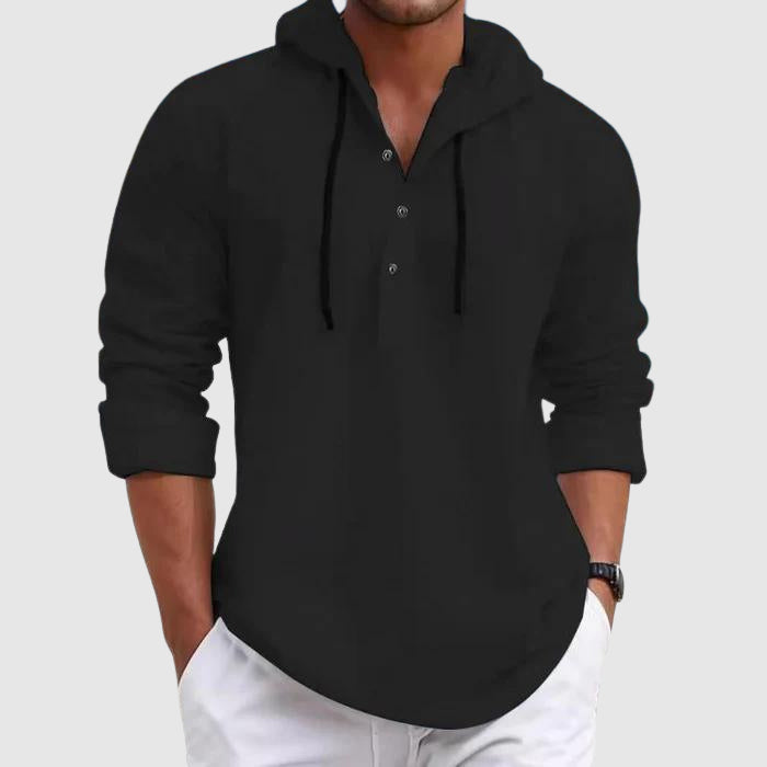 Felix Grant Men's Casual Weekend Hooded Shirt - Soft Cotton Blend Long Sleeve