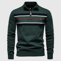 Men's Modern Contrast Chest Striped Half-Zip Jumper - Stylish & Comfortable Knitwear for Casual Wear