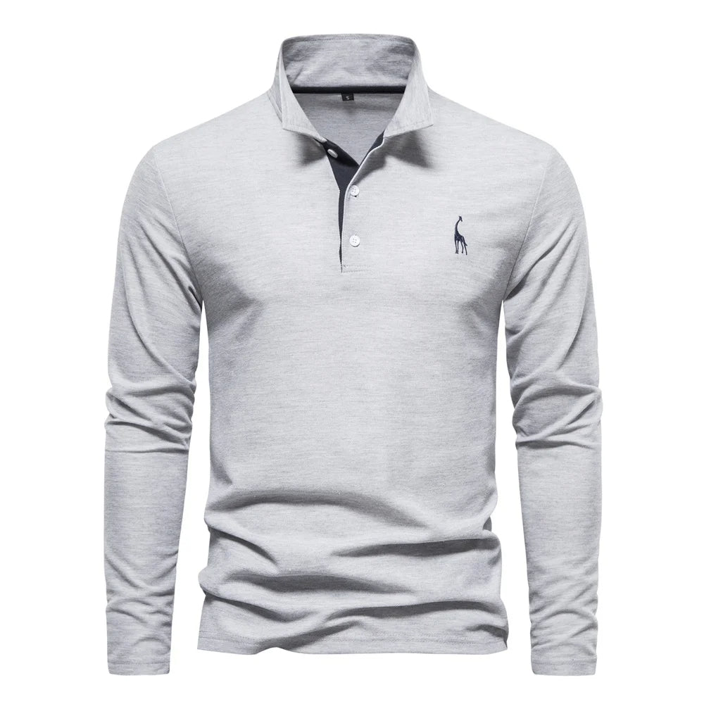 Men's Long Sleeve Polo Jumper - Stylish Button Placket & Classic Collar - Comfortable & Versatile Knitwear