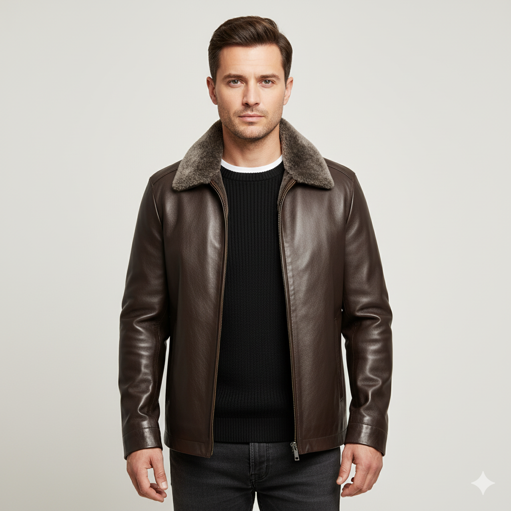 Leather Jacket Men Winter Fleece Warm Motorcycle Coats