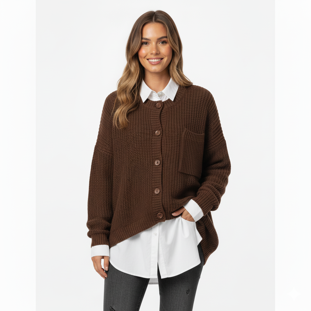 Cozy Women's Oversized Knit Cardigan with Pockets & Button Front - Perfect for Layering