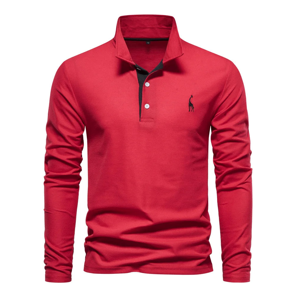 Men's Long Sleeve Polo Jumper - Stylish Button Placket & Classic Collar - Comfortable & Versatile Knitwear
