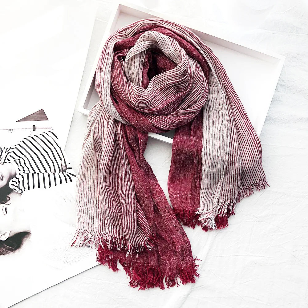 Heritage Stripe Cotton-Linen Blend Scarf: Lightweight, Versatile, All-Season Style