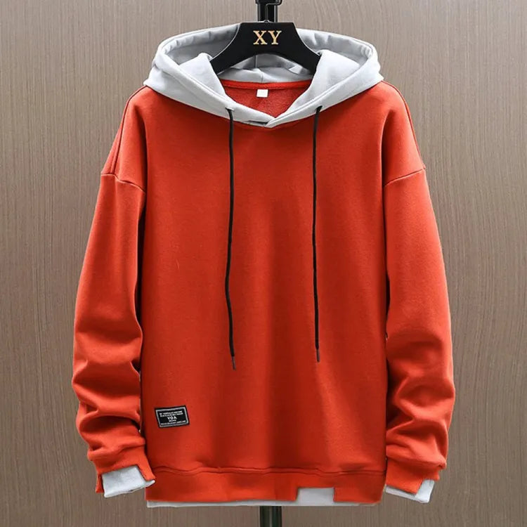 Men's Casual Colorblock Hoodie - Relaxed Fit, Adjustable Drawstring Hood, Stylish Everyday Wear