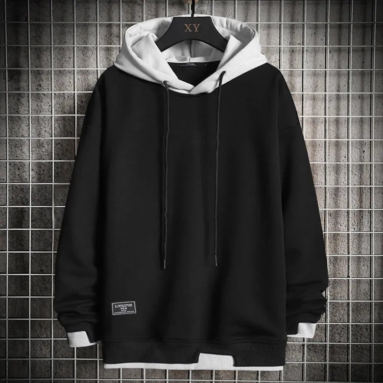 Men's Casual Colorblock Hoodie - Relaxed Fit, Adjustable Drawstring Hood, Stylish Everyday Wear