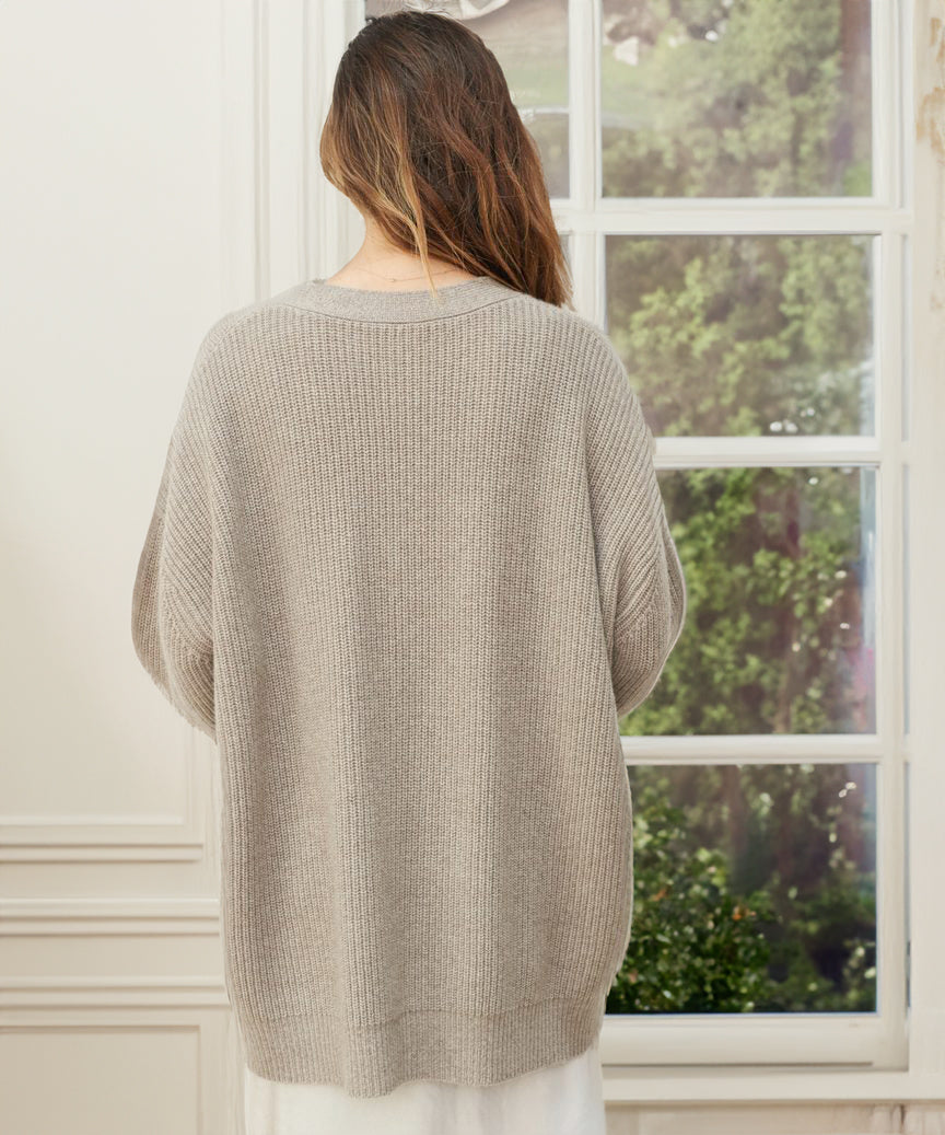 Cozy Women's Oversized Button Cardigan - Ribbed Knit Texture for Ultimate Comfort