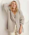 Cozy Women's Oversized Button Cardigan - Ribbed Knit Texture for Ultimate Comfort