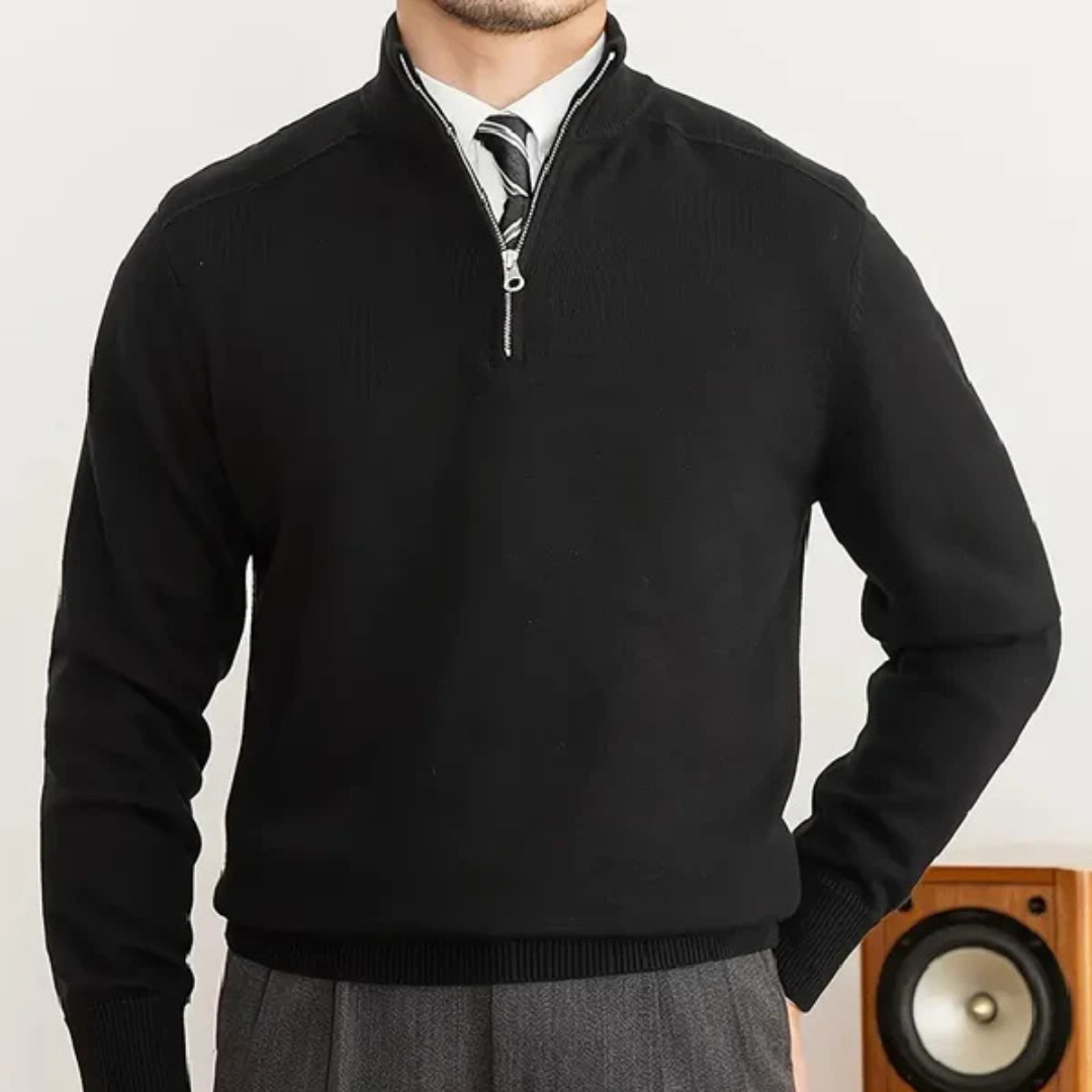 Half Zip Ribbed Collar Sweater