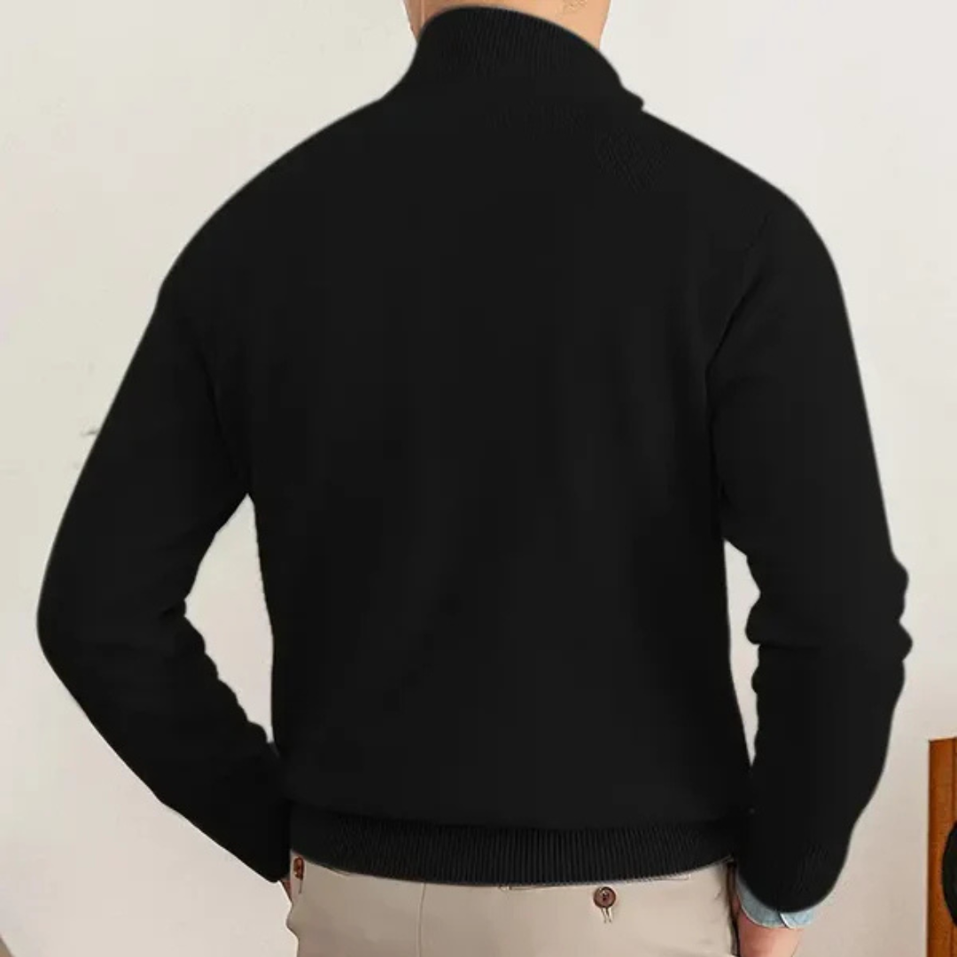 Half Zip Ribbed Collar Sweater