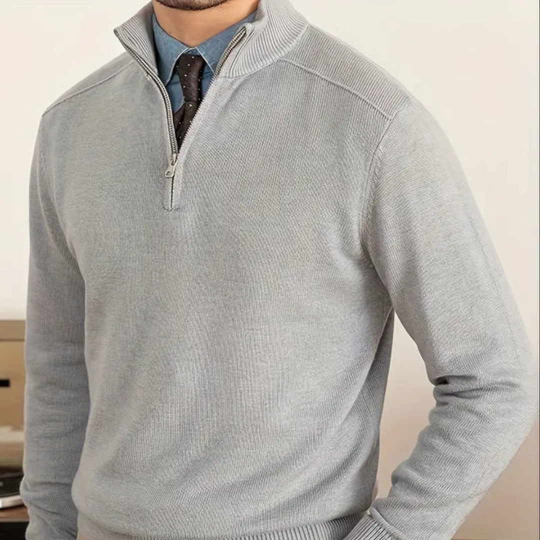 Half Zip Ribbed Collar Sweater
