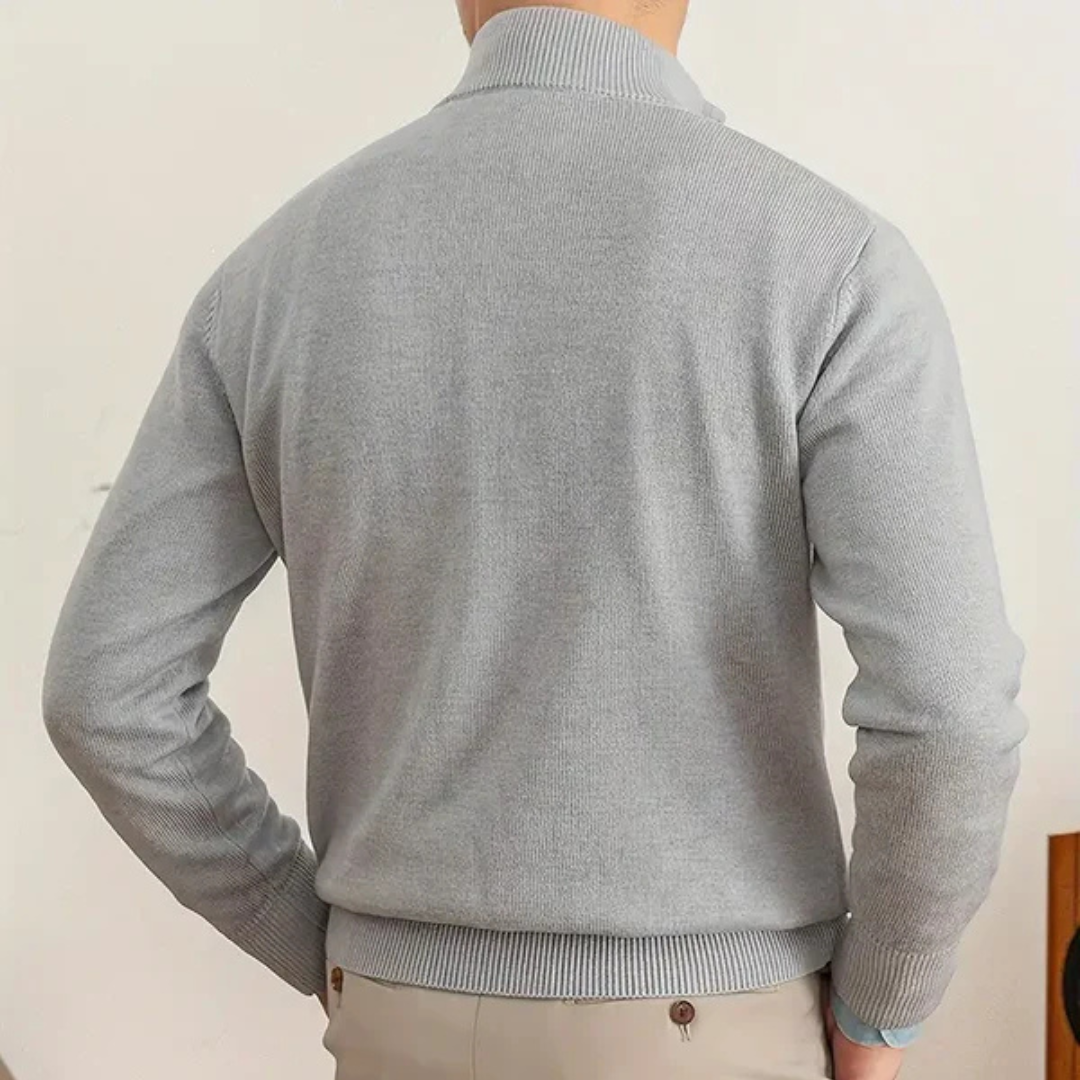 Half Zip Ribbed Collar Sweater