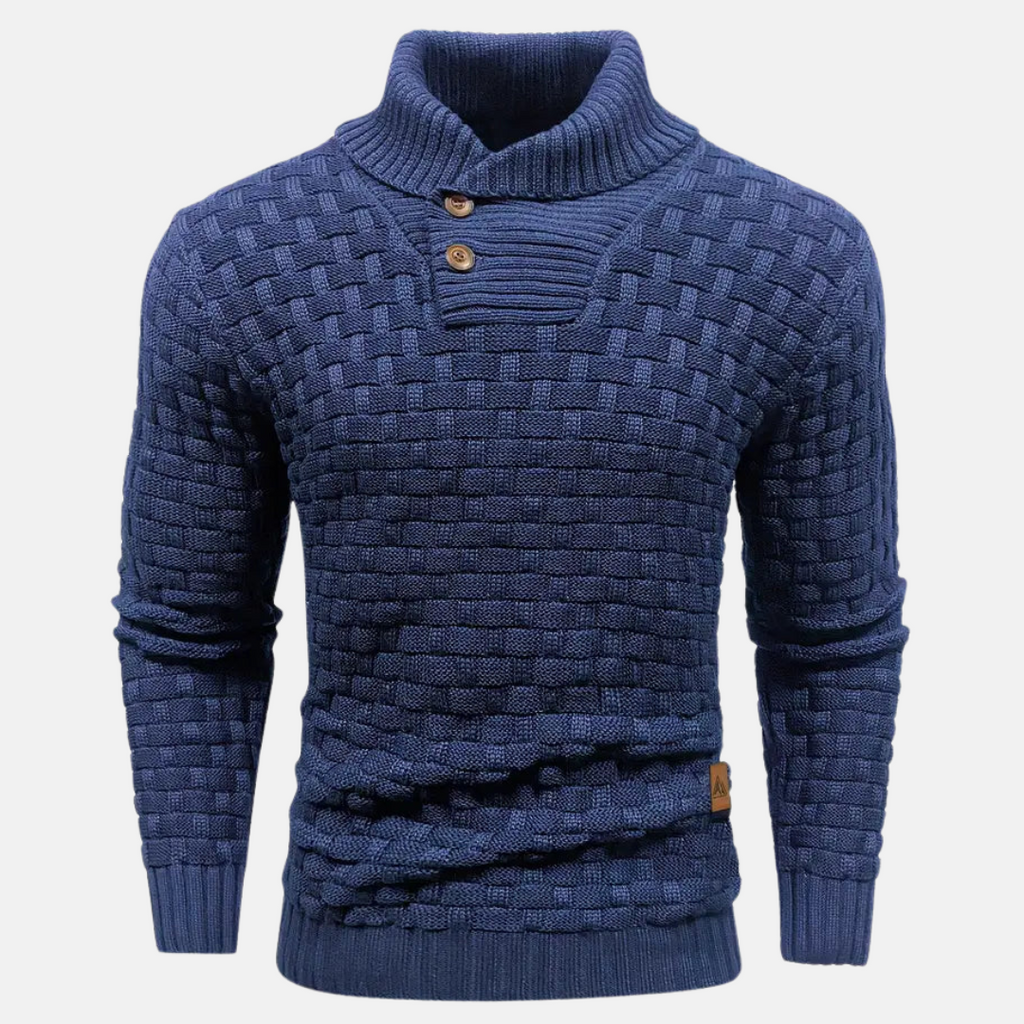 Men's Shawl Collar Textured Knit Jumper with Stylish Button Detail - Cozy & Versatile Sweater