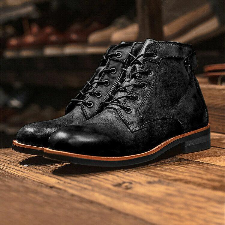 Men's Premium Leather Lace-Up Ankle Boots - Stylish & Durable Footwear for All Occasions