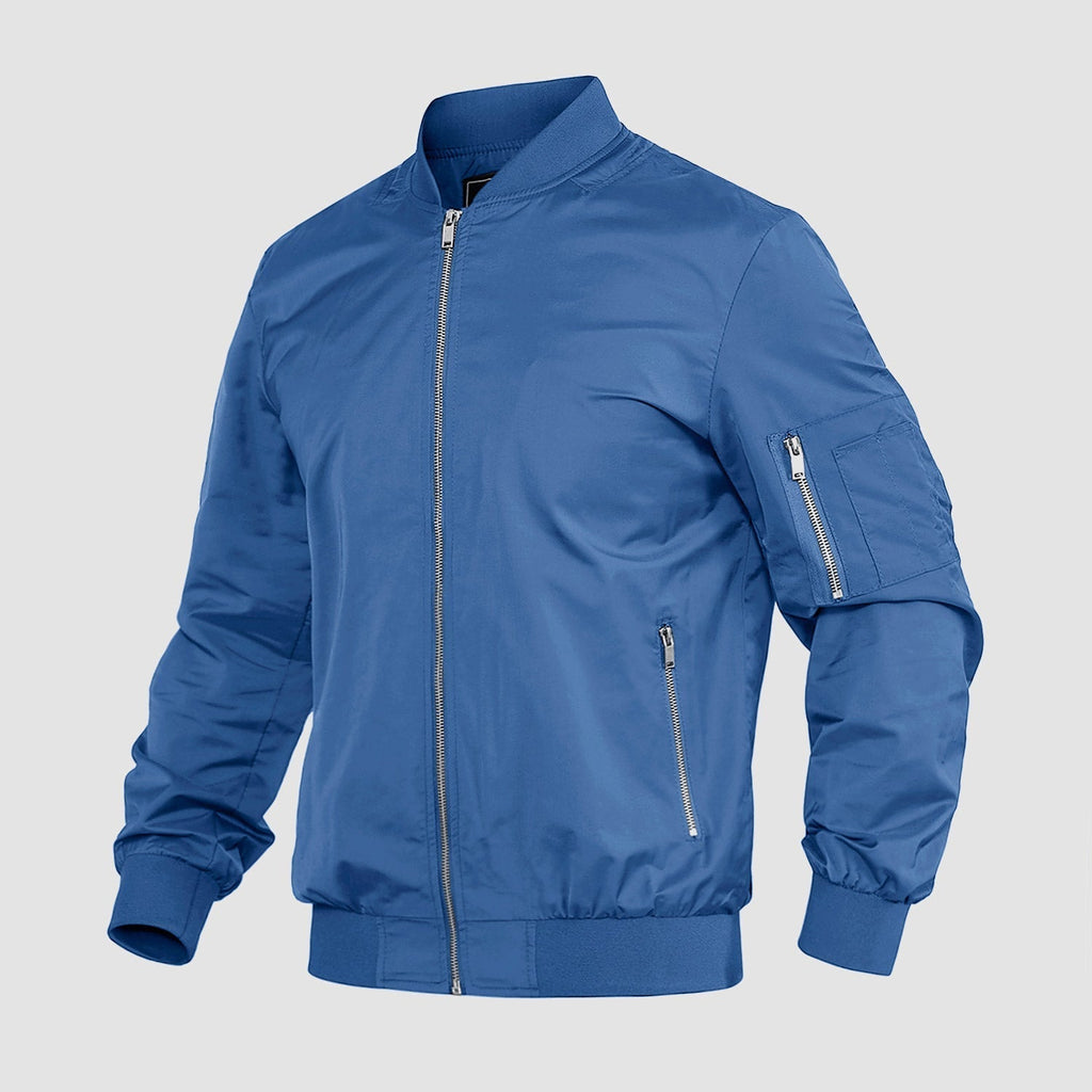 Men's Lightweight Zip-Up Bomber Jacket - Stylish Casual Windbreaker for All Seasons