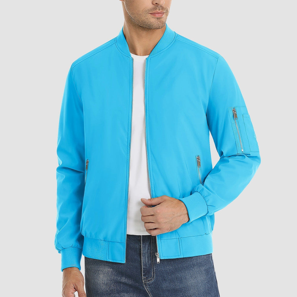 Men's Lightweight Zip-Up Bomber Jacket - Stylish Casual Windbreaker for All Seasons