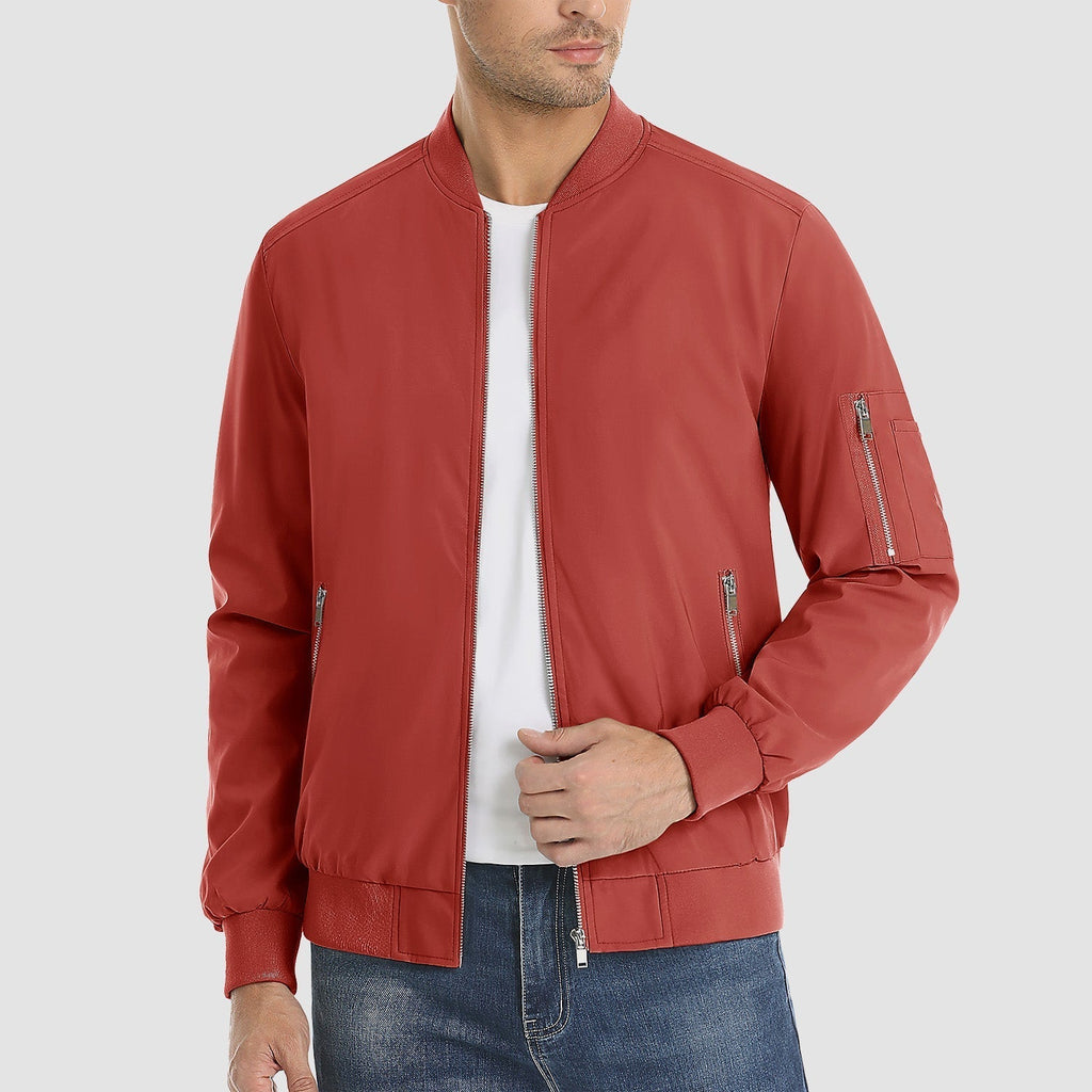Men's Lightweight Zip-Up Bomber Jacket - Stylish Casual Windbreaker for All Seasons