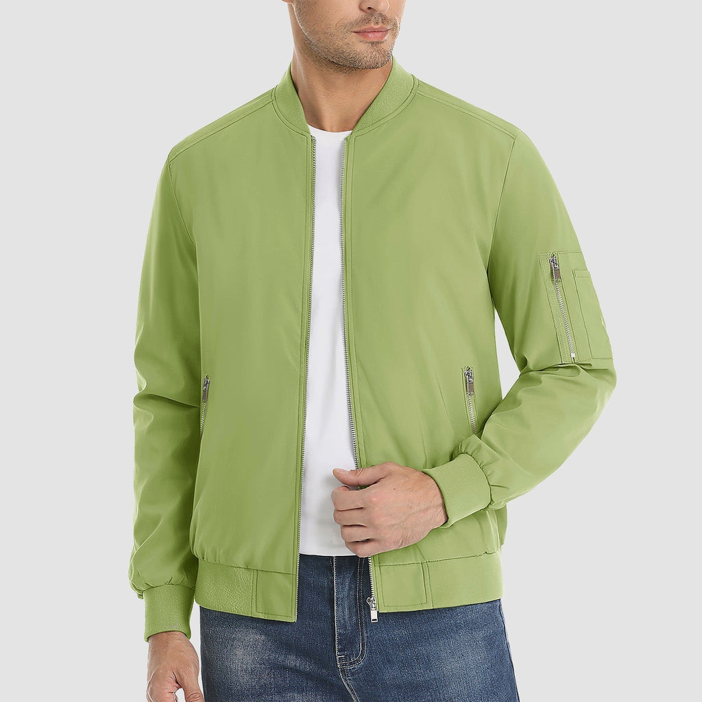 Men's Lightweight Zip-Up Bomber Jacket - Stylish Casual Windbreaker for All Seasons