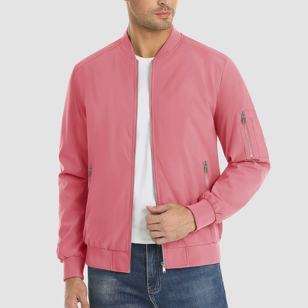 Men's Lightweight Zip-Up Bomber Jacket - Stylish Casual Windbreaker for All Seasons