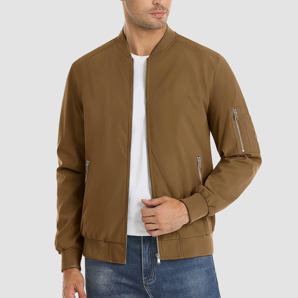 Men's Lightweight Zip-Up Bomber Jacket - Stylish Casual Windbreaker for All Seasons
