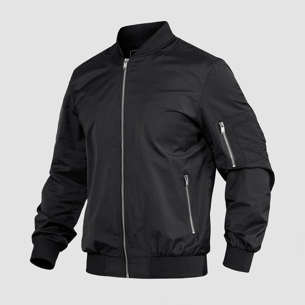 Men's Lightweight Zip-Up Bomber Jacket - Stylish Casual Windbreaker for All Seasons