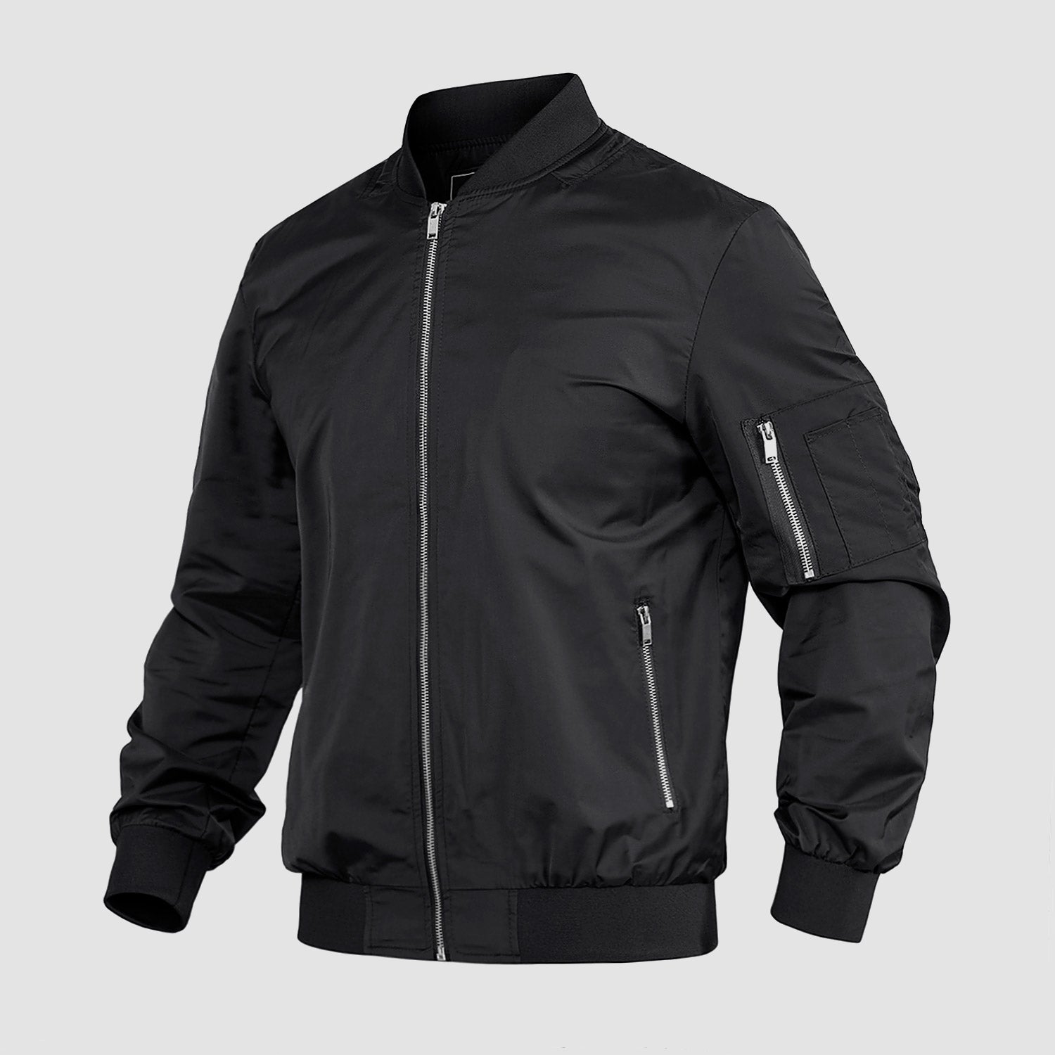 Men's Lightweight Zip-Up Bomber Jacket - Stylish Casual Windbreaker for All Seasons