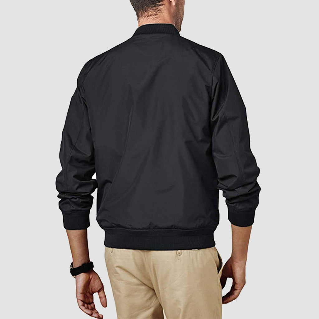 Men's Lightweight Zip-Up Bomber Jacket - Stylish Casual Windbreaker for All Seasons
