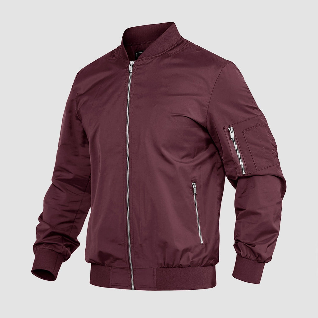 Men's Lightweight Zip-Up Bomber Jacket - Stylish Casual Windbreaker for All Seasons
