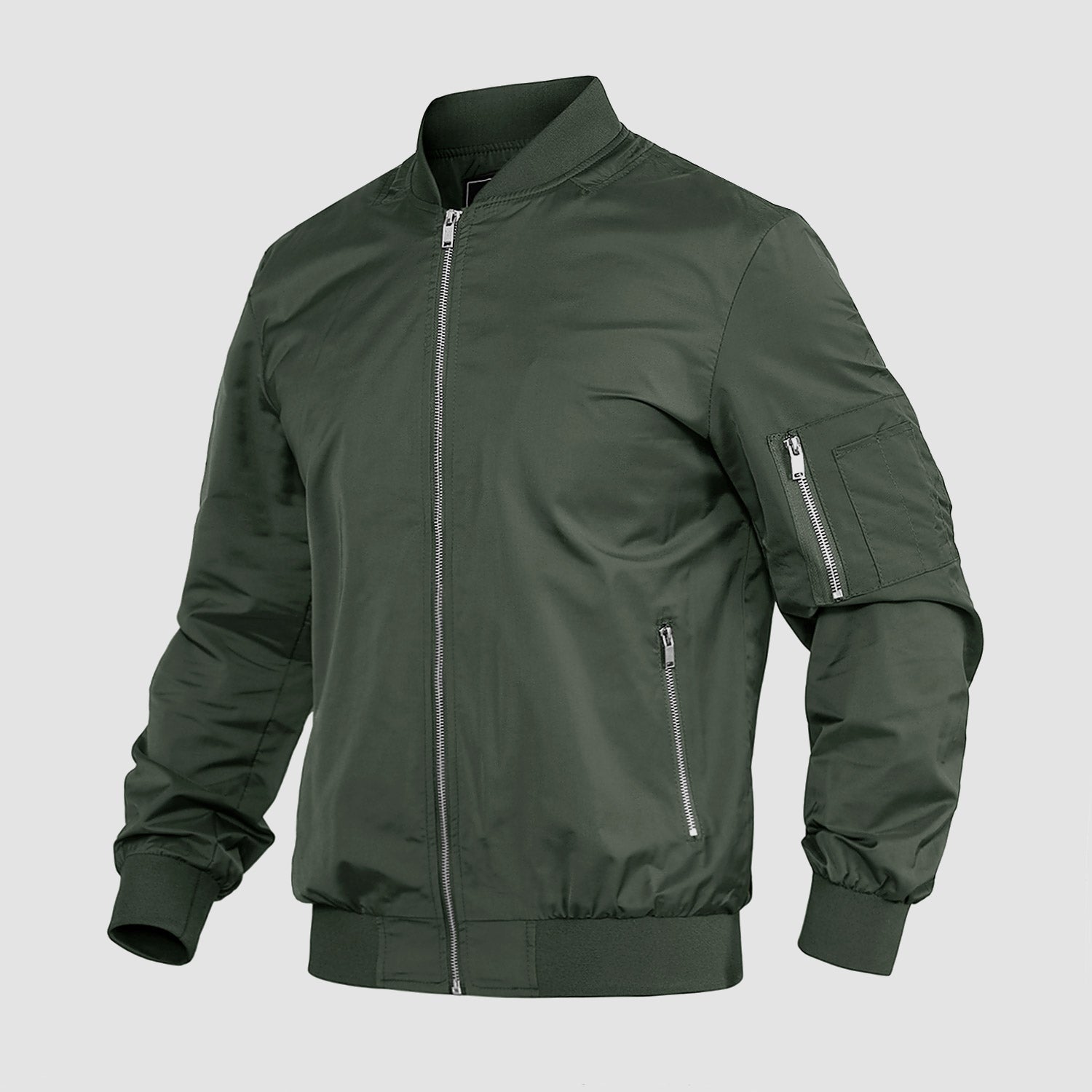 Men's Lightweight Zip-Up Bomber Jacket - Stylish Casual Windbreaker for All Seasons