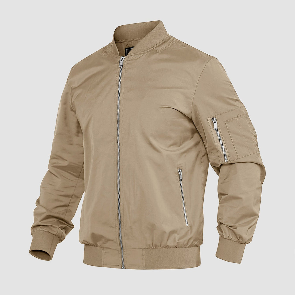 Men's Lightweight Zip-Up Bomber Jacket - Stylish Casual Windbreaker for All Seasons