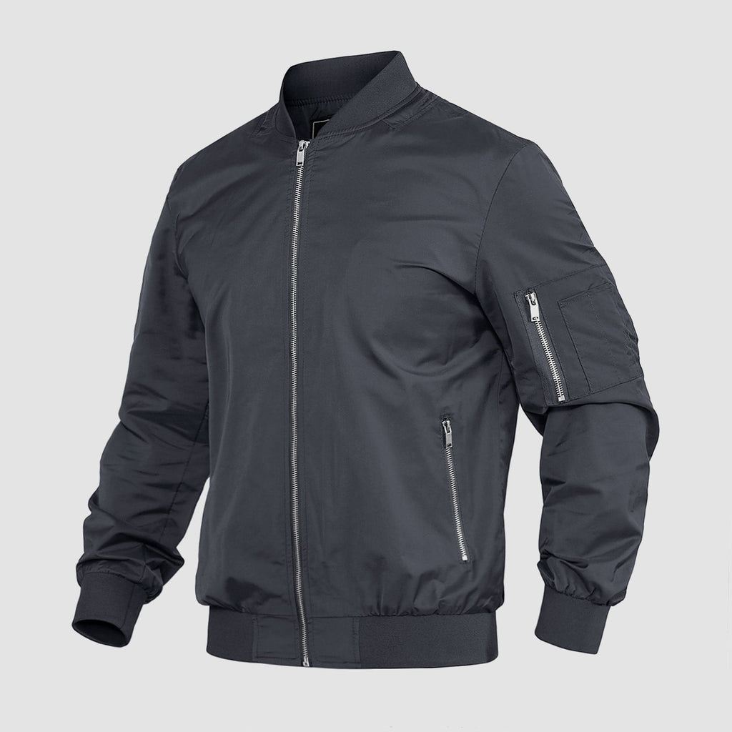 Men's Lightweight Zip-Up Bomber Jacket - Stylish Casual Windbreaker for All Seasons