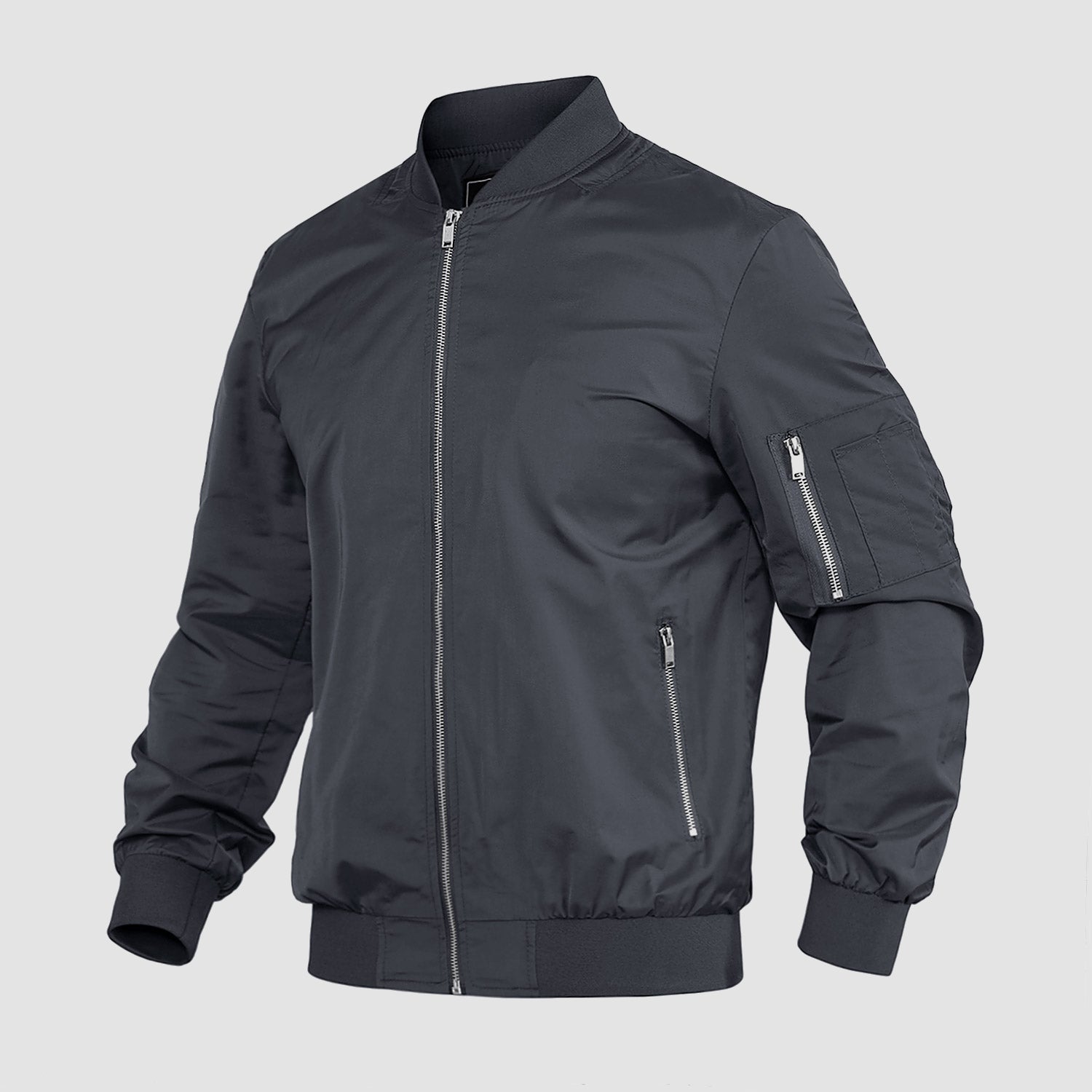 Men's Lightweight Zip-Up Bomber Jacket - Stylish Casual Windbreaker for All Seasons