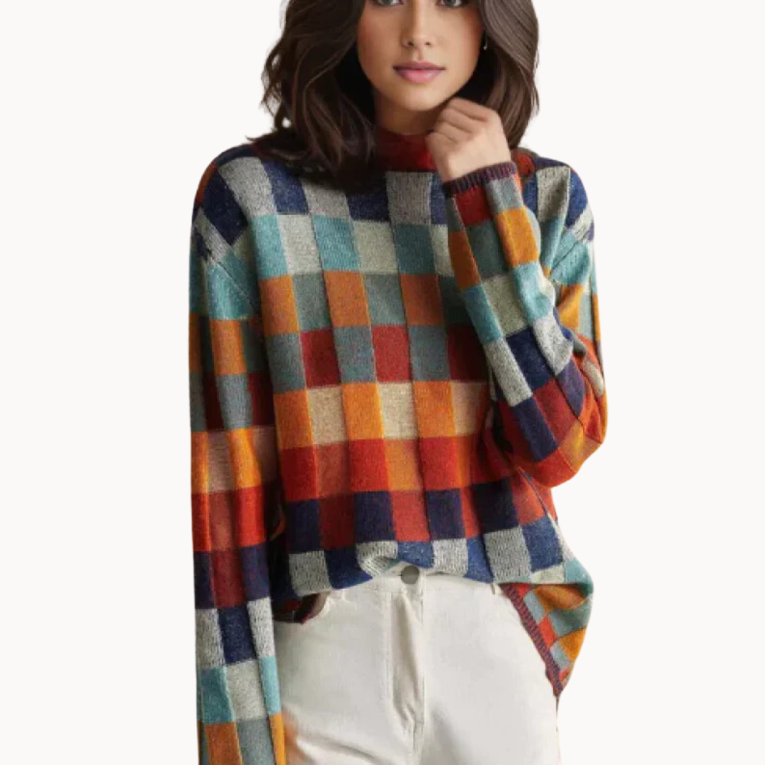 Cashmere Patchwork Turtleneck Sweater