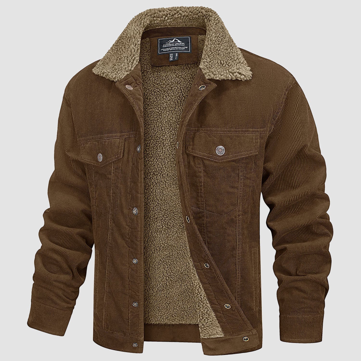 Men's Sherpa-Lined Corduroy Jacket - Warm Winter Coat for Ultimate Comfort
