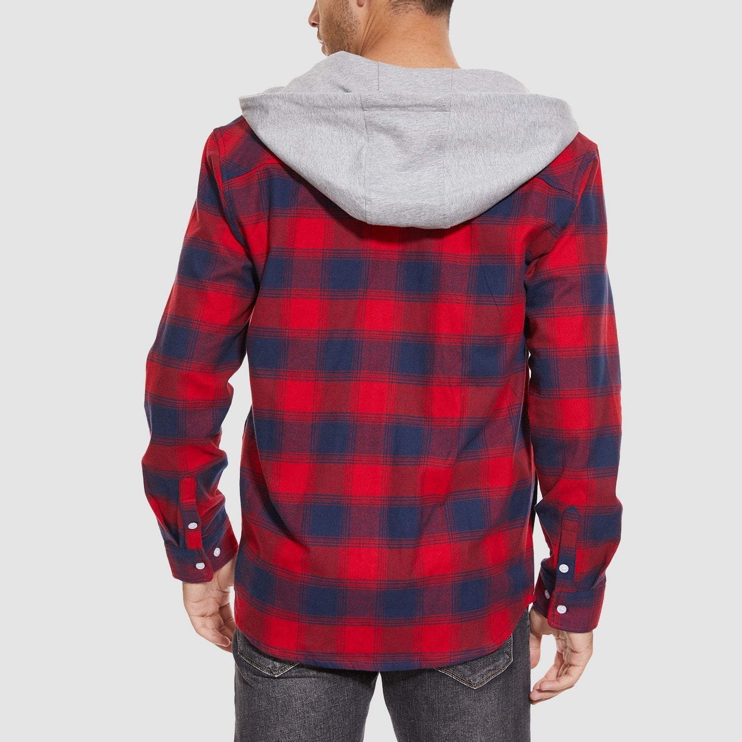 Men's Hooded Flannel Shirt Jacket - Long Sleeve Cotton Plaid - Stylish & Comfortable Outerwear