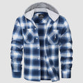 Men's Hooded Flannel Shirt Jacket - Long Sleeve Cotton Plaid - Stylish & Comfortable Outerwear